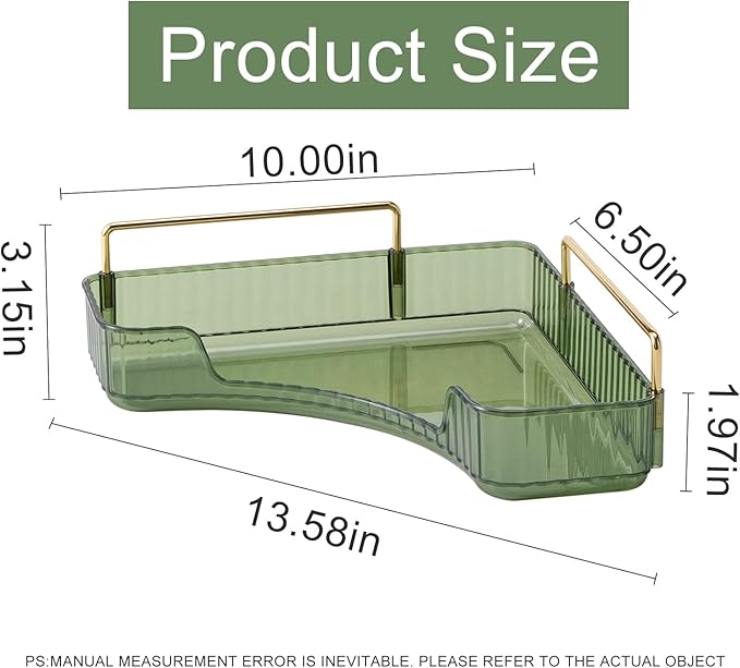 INVSSENE Corner Bathroom Countertop Organizer, Vanity Organizer Trays for Counter, Makeup Organizers, Perfume Tray, Skincare 