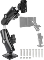 Extended Dual Arm Car Mount for CarPlay Screen - Aluminum Alloy Arm & AMPS Square Plate Base, Drill CarPlay Mount for Truck Vehicle