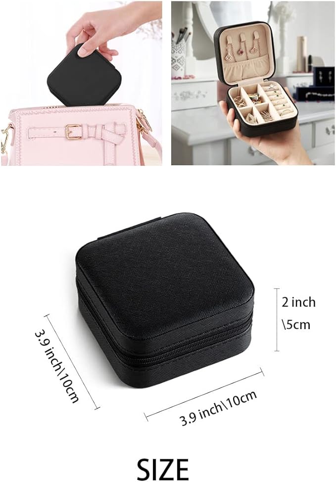 ZPROW Travel Jewelry Case, Mini Portable Jewelry Travel Boxes, Small Jewelry Organizer for Rings, Earrings, Pendants, Watches