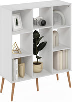 Furinno Claude Mid Century Style Book Shelf, 8-Cube Bookshelf, Cube Storage Organizer Bookcase with Wood Legs, 10.9 x 31.5 x 