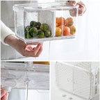 SANNO Vegetable Refrigerator Organizer Food Bins with lids Produce Saver Food Storage Container