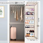 SLEEPING LAMB Over The Door Shoe Organizer for Closet with Large Deep Pockets, Narrow Shoe Rack for Door Hanging Boots Storag