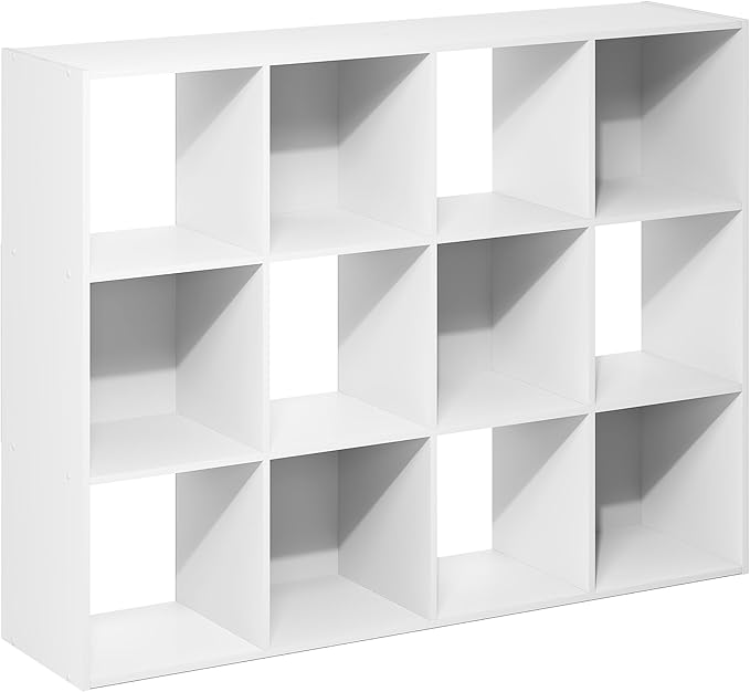 Furinno PELLI Book Shelf, 12-Cube Bookshelf, Cube Storage Organizer Bookcase, 11.7 x 47.6 x 36, for Living Room, Bedroom, Hom