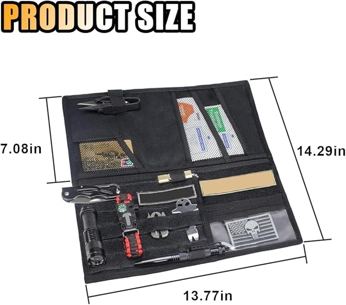 Tactical Molle Car Sun Visor Organizer, Large Molle Visor Panel Storage Pouch Holder, Tactical Gear Truck Storage Shelf, 600D Car Sunshade Storage Bag for Large Vehicle (Black)