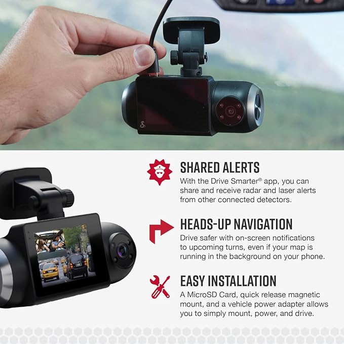 Cobra Smart Dash Cam with Interior Cam (SC 201) - Full HD 1080P Resolution, Built-in WiFi & GPS, Live Police Alerts, Incident