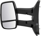 TRQ Driver and Passenger Side Power Mirror Set Textured Black Long Arm Design without Heat Compatible with 2015-2017 Ford Tra