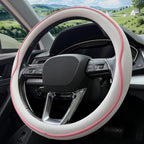 HAOTULE Leather Steering Wheel Cover， with Anti-Slip Stripe Design - Enhanced Grip, Fashion Style, Safe, Non-Slip, Breathable