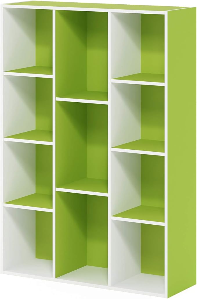 Furinno LUDER Book Shelf, 11-Cube Bookshelf, Reversible Bookcase, 9.4 x 29.1 x 41.7, Easy Assembly, for Living Room, Bedroom,