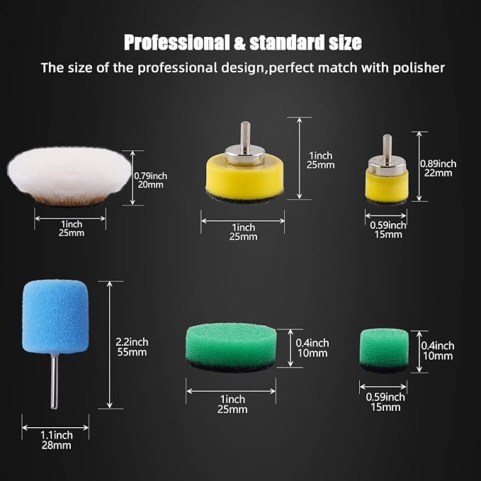 Mini Buffing Polishing Pads, 30Pcs Mini Detail Polisher Pads Use On Rotary Tools, Cordless Electric Drill, Polisher Tool for Tight Area Detailing Polishing, for SPTA Polisher -SP-DP030USA