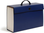 Smead Portable Expanding File Box, 19 Pockets, Blank Tabs, Printed Labels, Latch Closure, Legal Size, Blue (70806)