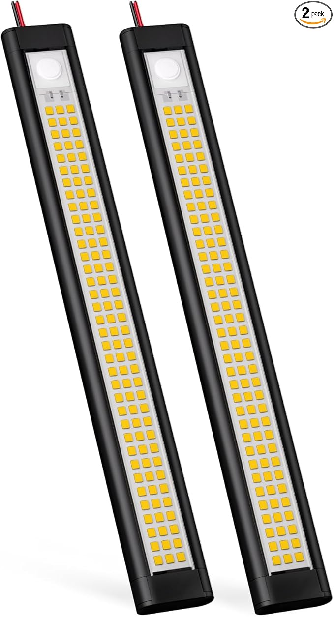 12V LED Light, Enclosed Trailer Light, 12 Volt Lights, 12v LED Strip for RV Interior, Strip Lights for Trailer, Cargo, Truck, Van, Shed, RV(2Pack, 4000K, Black)