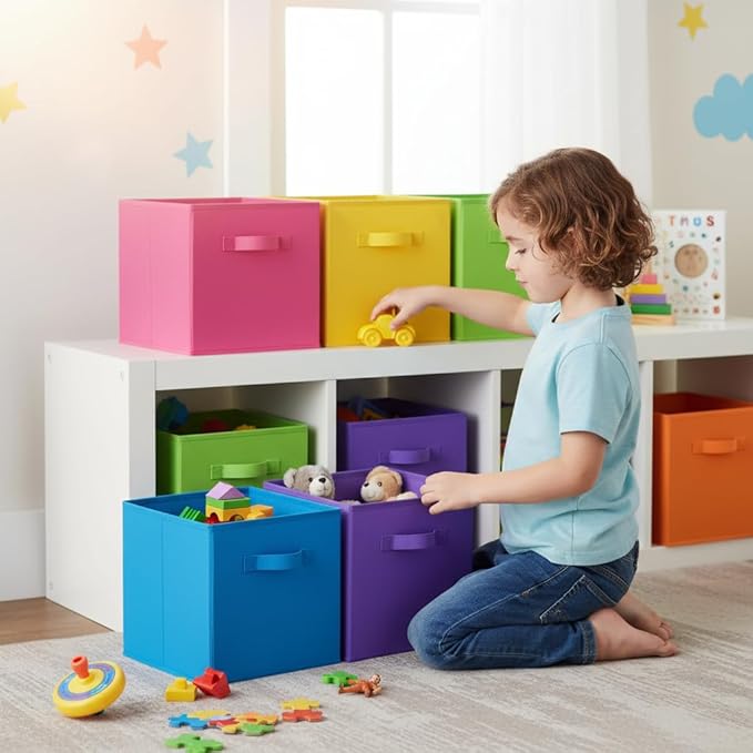 GRANNY SAYS 11 Inch Cube Storage Bins, Colorful Cube Storage Organizer, Fabric Storage Bins, Storage Cubes for Shelves, Close