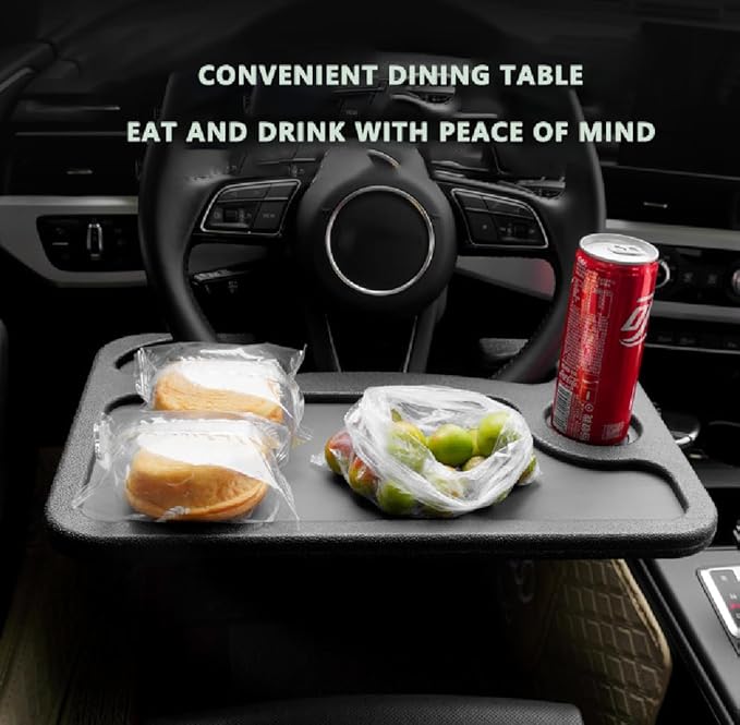Car Steering Wheel Desk for Laptop,Multipurpose Travel Car Accessories, Car Seat Stand Trays for Eating, Multipurpose Travel Car Accessories (Black)