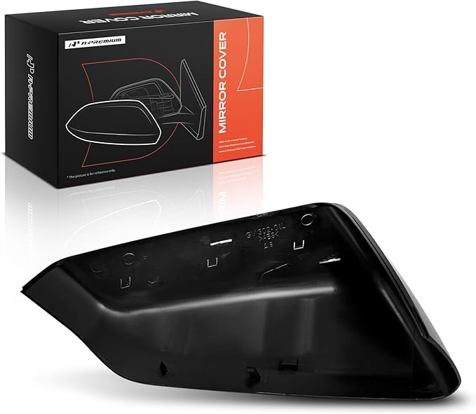A-Premium Driver Side Rearview Mirror Cover Cap - Compatible with Chevy Chevrolet Equinox & GMC Terrain, 2018 2019 2020 2021 2022 2023 2024 - Replace # 23406417, Left Side Cap (Smooth Black)