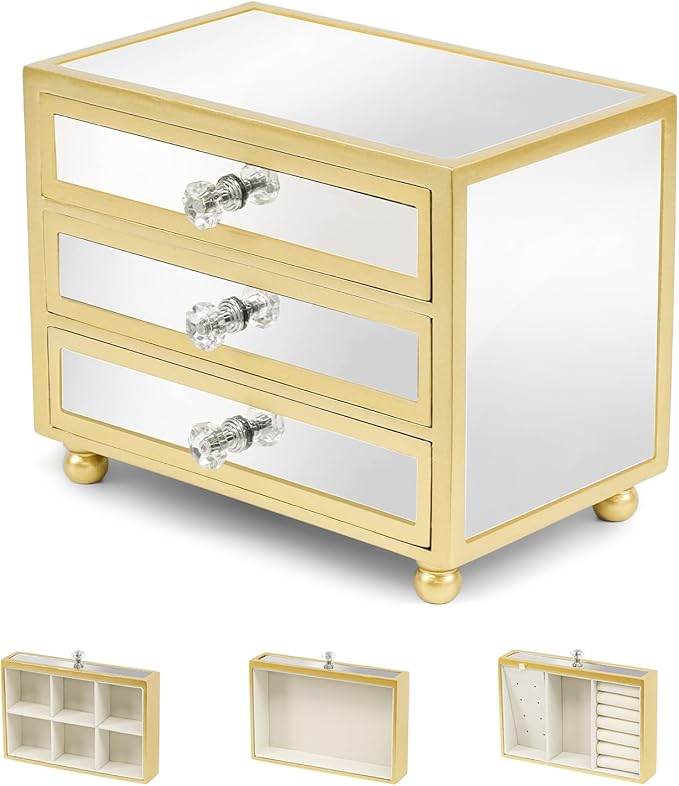 Gifturbo 3 Layer Jewelry Box,Jewelry Holder Organizer with Jewelry Organizer Drawer,Large Jewelry Boxes & Organizer with Velv