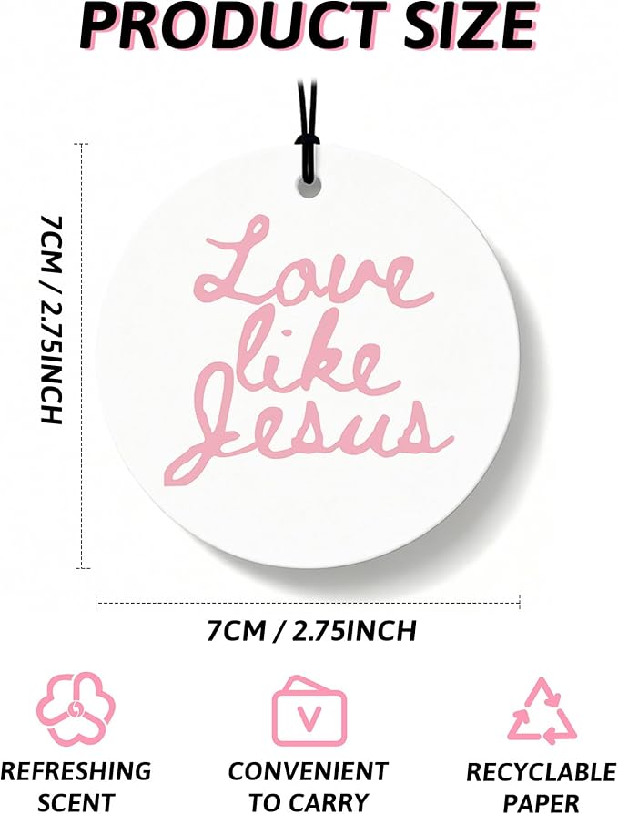 Pink Christian Car Air Freshener 4 Pcs, Inspirational Bible Verse Religious Hanging Air Freshener for Cars Closet Drawer Book