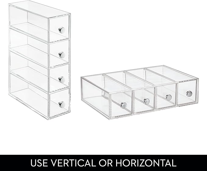 iDesign 36560EU 4-Drawer Vanity/Cosmetic Organizer, Set of 1, Clear