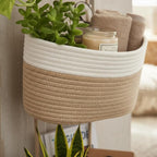 Hanging Wall Basket, Over the Door Hanging Basket with Hooks, 3-Tier Cotton Hanging Basket for Organizing, Decorative Boho Ch