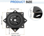 uxcell 2Pcs 6" Bar Stool Swivel Replacement, 360° Rotation Lazy Susan Turntable, Square Semi-Ball Bearing Seat Swivel Base Mo