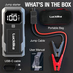 Lucklike Car Battery Jump Starter Portable, Jump Starter Battery Pack for 8.0L Gas/7.0L Diesel Engines,12V Jump Box with Portable Charger Power Bank, 3 Modes Emergency Light and Jumper Cable