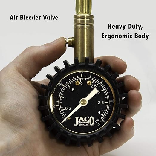 JACO BikePro Bike Tire Pressure Gauge - 60 PSI (MTB Series) | Presta + Schrader Air Chucks