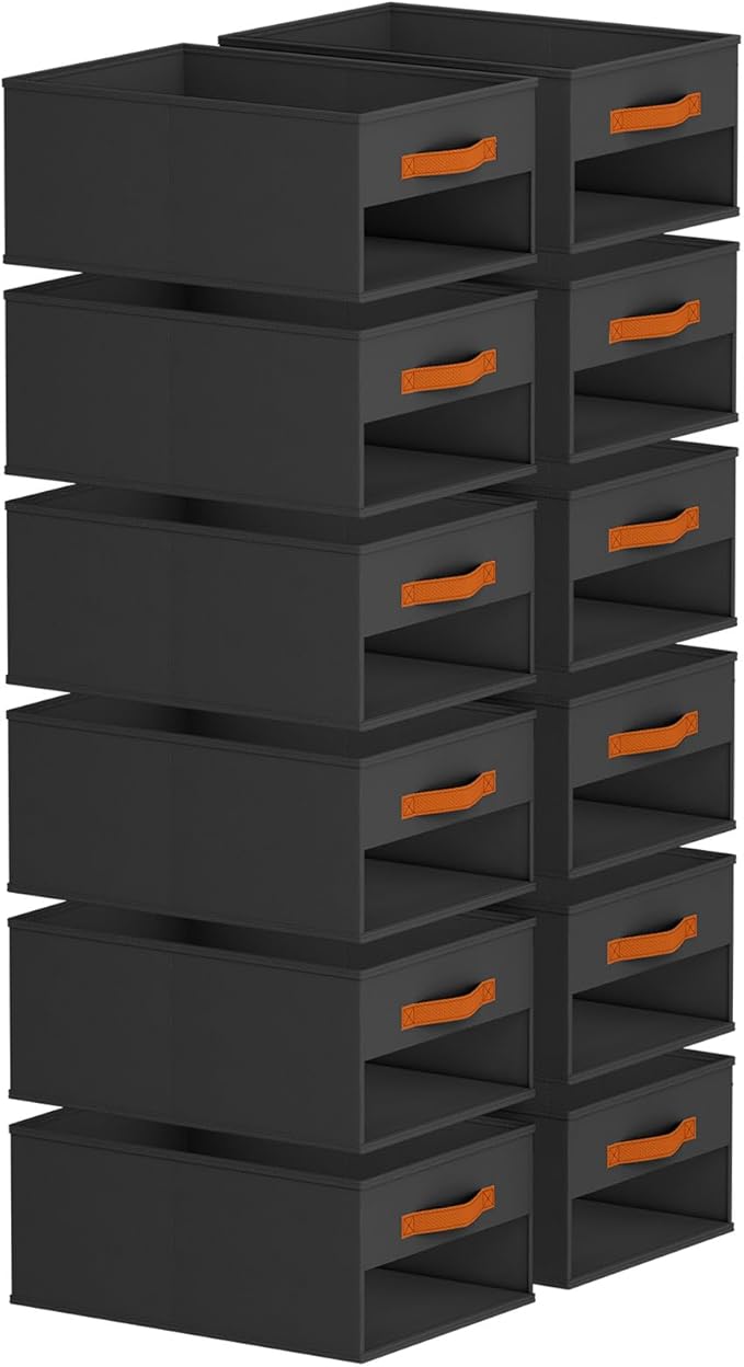 Homsorout Drawer Organizers and Storage - 12 Pack Foldable Pants Organizer with Clear Window & Handles, Fabric Closet Organiz