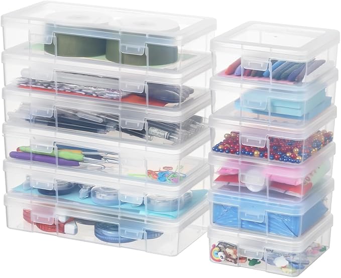 novelinks Plastic Clear Storage Containers for Organizing, Craft Storage Organizers and Stackable Storage Bins with Lids for 