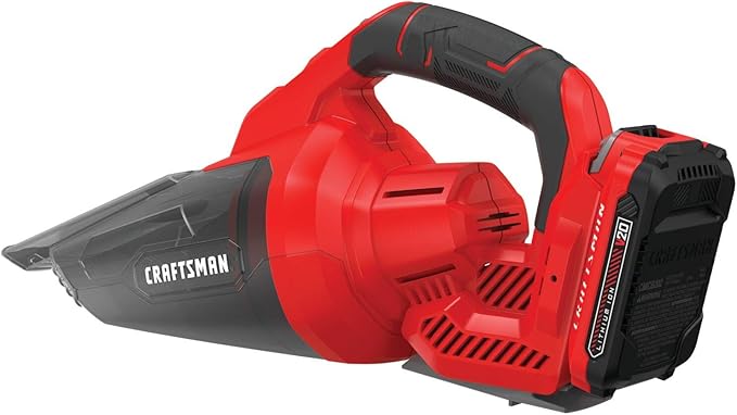 CRAFTSMAN V20 Cordless Hand Vacuum, 45 CFM, 2 Stage Filtration System with Filter, Battery and Charger Included (CMCVH001C1)