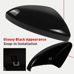 Passenger Side Mirror Cap Compatible with Volkswagen Jetta 2019-2025, Right Side Door Rearview Mirror Cover Fit for Jetta US Version Without Turn Signals, 17A857538AGRU - Glossy Black