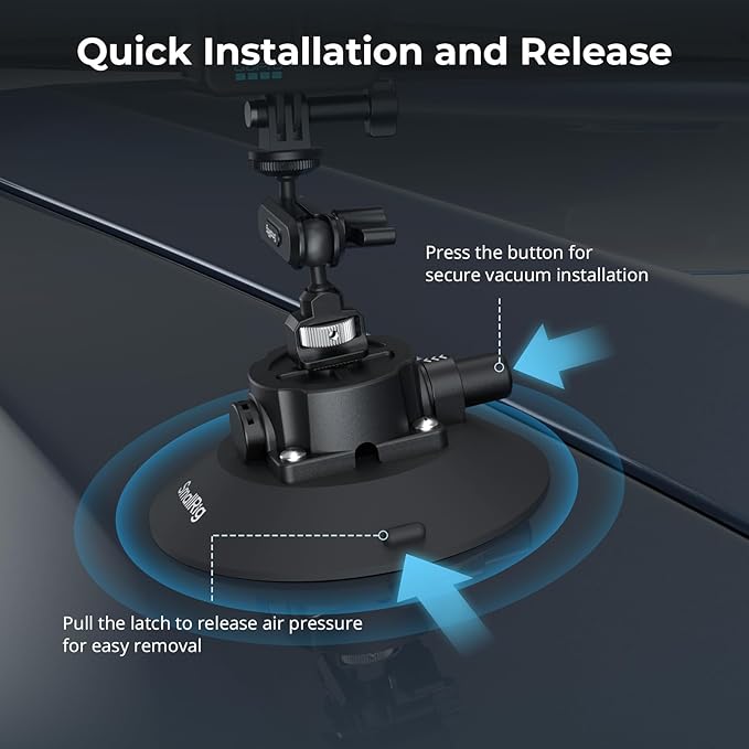 SMALLRIG 6" Suction Cup Mount with Ball Head Magic Arm, Action Camera Mount for DJI Osmo Action 5 Pro/4, for Insta360 x5, for Gopro 13/12, Load Capacity 3kg, on Car Windshield or Window - 5856