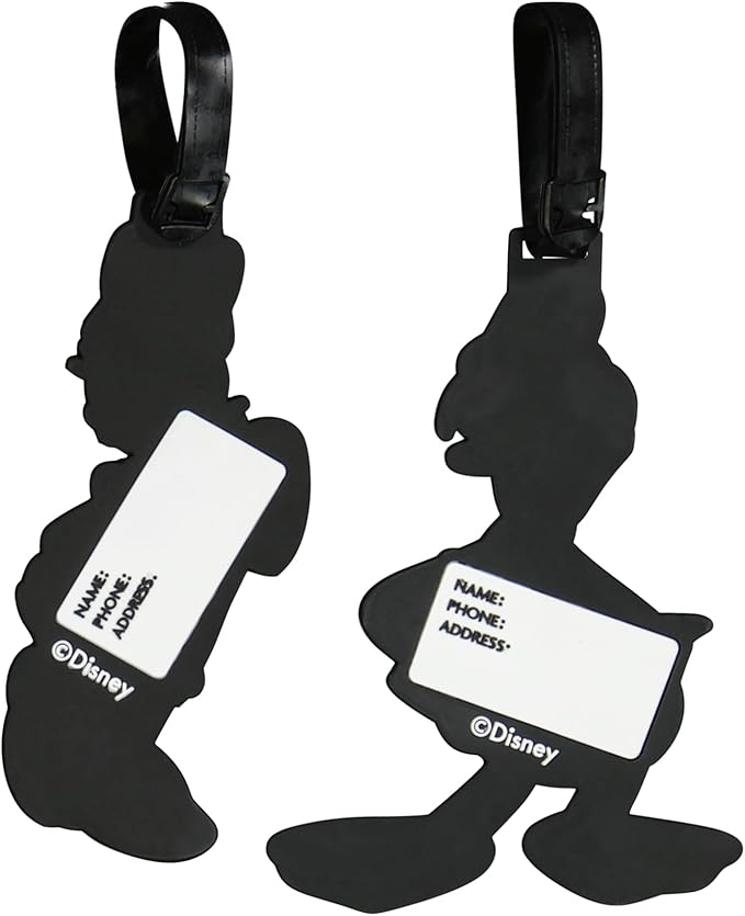 FUL Disney Classic 2-Piece Suitcase ID Tag Set with Adjustable Straps, Donald and Daisy Duck, Multi, One Size