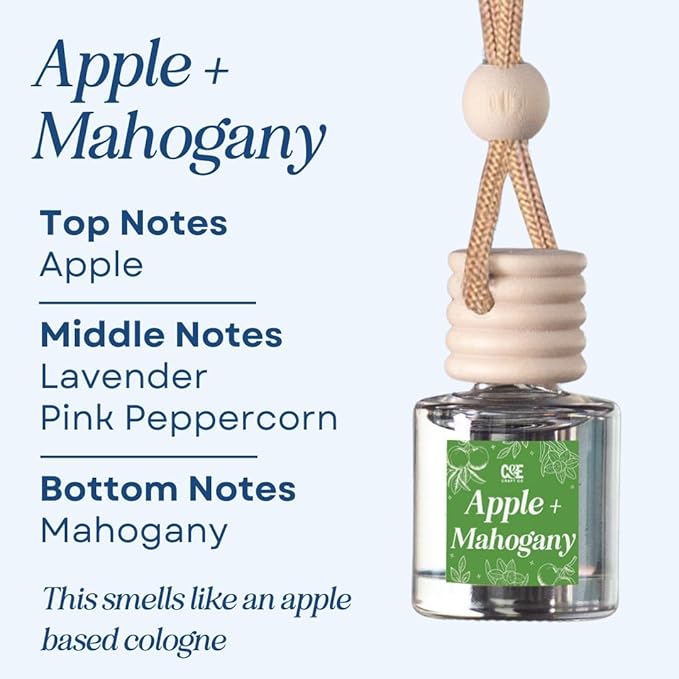 C&E Craft Co Hanging Car Air Freshener Diffuser 2 Pack, Long Lasting Fragrance Oil Car Freshener, Glass Bottle Auto Air Fresh