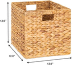 M4DECOR 12x12x12 Storage Cube, Water Hyacinth Storage Baskets, Wicker Storage Baskets for Shelves, Woven Baskets for Storage,