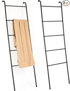Metal Blanket Ladder Set of 2 Black Blanket Ladders for The Living Room Towel Ladder Rack Holder for Bathroom Bedroom (Black)