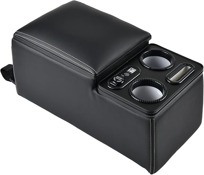 Coverado Car Center Console, Universal Rear Bench Seat Console, Back Seat Car Organizer, Automotive Center Console with Cup Holder & Phone Holder, Central Armrest Box (Update, Black)