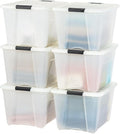 IRIS USA 54 Quart Stackable Plastic Storage Bins with Lids and Latching Buckles, 6 Pack - Pearl, Containers with Lids and Lat