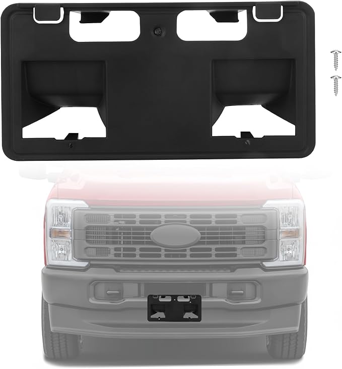 Lower Front License Tag Plate Bracket Compatible with Ford F250 F350 F450 F550 Super Duty 2023 2024 2025 2026, Black Bumper W