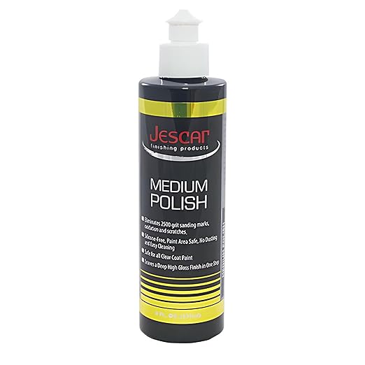 Jescar Medium Polish - 8oz - Professional-Grade Polishing Compound for Scratch Removal and Swirl Correction – High Gloss Finish, Removes 2500 grit Sanding Marks, Silicone-Free.
