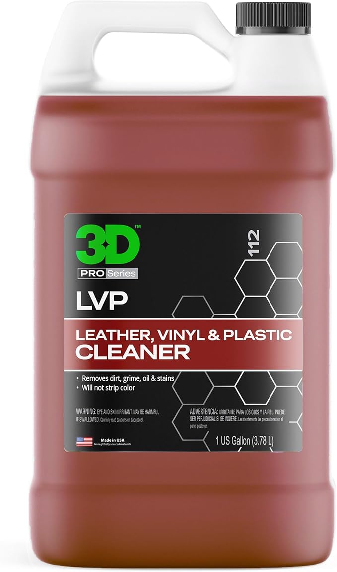 3D LVP Interior Cleaner - Removes Dirt, Grime, Grease, Oil & Stains from Leather, Vinyl & Plastic - Great for Seats, Steering