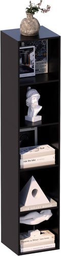5 Cube Storage Organizer, Narrow Open Shelf Bookcase, Freestanding Low Display Bookshelf with Eco-Friendly Melamine Surface f