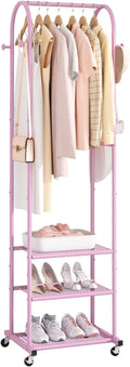 Kaitiemoo Heavy Duty Clothing Rack with Wheels,Modern Garment Rack with 3 Metal Shelves, 71.8Inches Display Rack for Hanging 