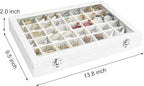 Siveit Velvet Jewelry Tray 48 Grid Jewelry Display Tray Organizer Box with Transparent Lid Rings Earrings Necklaces Pendants 