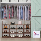AFOORD Vertical Shoe Rack-Tall Narrow Shoe Rack Organizer for Small Spaces,12Tier Bamboo Shoen Shelf for Entryway,Closet,Corn