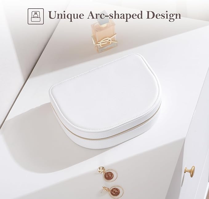ProCase Travel Size Jewelry Box, Large Portable Seashell-Shaped Jewelry Case, 2 Layer Jewelry Organizer in PU Leather for Wom