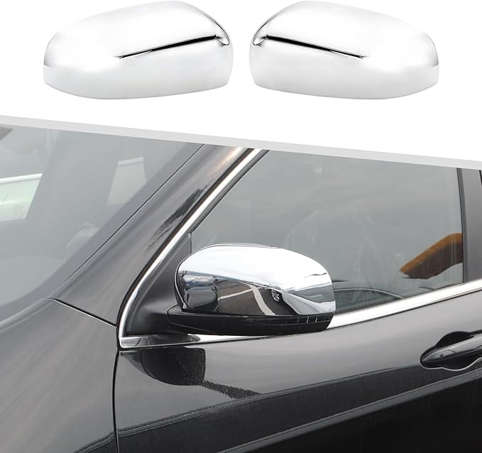 Jimen Compatible with Jeep Cherokee 2014-2023 / Jeep Compass 2017-2023, Side Door Rearview Mirror Cover Trim (Chrome)