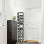10 Tier Vertical Shoe Rack - Grey Narrow Shoe Rack for Closet & Entryway, Space Saving Tall Shoe Organizer for Small Spaces, 