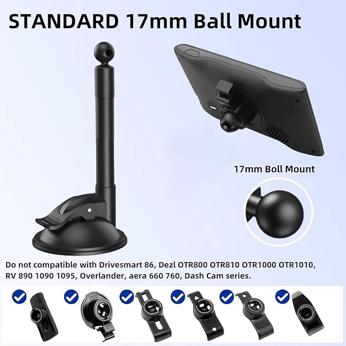 Suction Cup Mount for Carplay Screen with 11.8” Long Arm, 360° Adjustable Aluminum Alloy Arm Strength Windshield Dashboard Mount with 78mm Strong Adhesive Disk Replacement Holder for GPS Mount