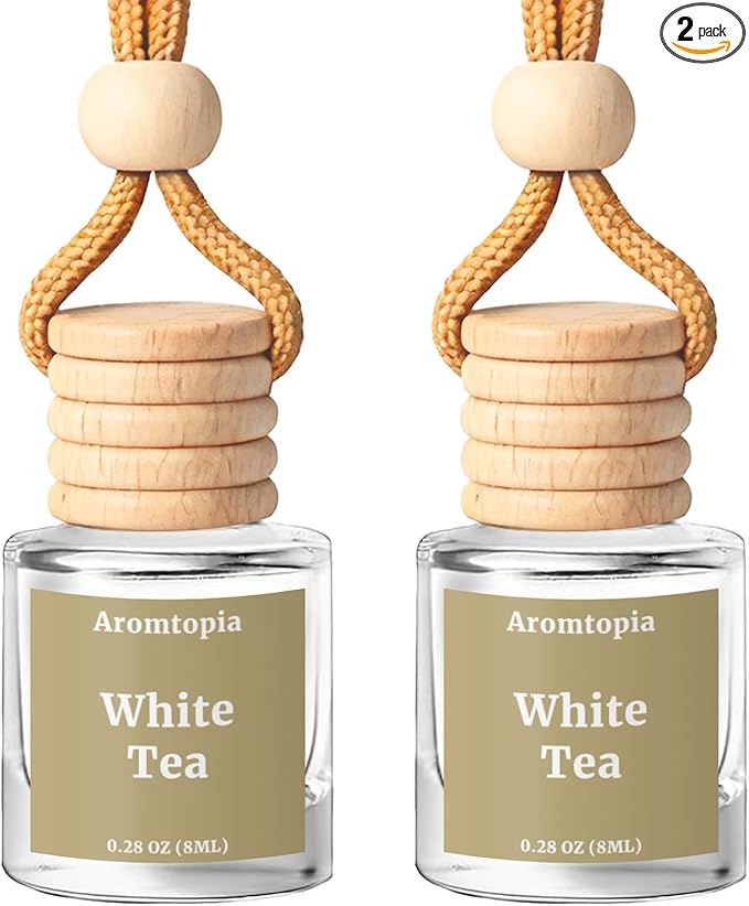 Car Air Freshener Hanging, 2 Pack Car Air Fresheners Diffuser - White Tea Fragrance Oil Diffuser for Car, Long Lasting Fragra