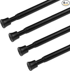 KXLife 4Pcs Spring Tension Curtain Rod 28 to 49 Inch Cupboard Bars Tensions Rod Spring Loaded Curtain Rods，Adjustable Length 
