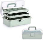 BTSKY 3-Layer Plastic Dividing Storage Box Craft Organizer and Storage with Adjustable Spacers Portable Handled Art Supply Or
